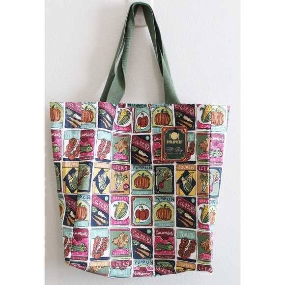Handbags - NWT Printed canvas tote bag- vegetable pattern